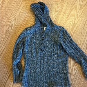 Girl’s Gray Cable Knit Sweater with Hood Very Warm and Cute